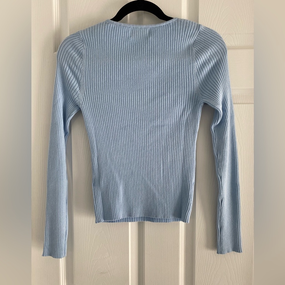 NWOT Old Navy Square Neck Ribbed Baby Blue Sweater size small - Picture 2 of 11